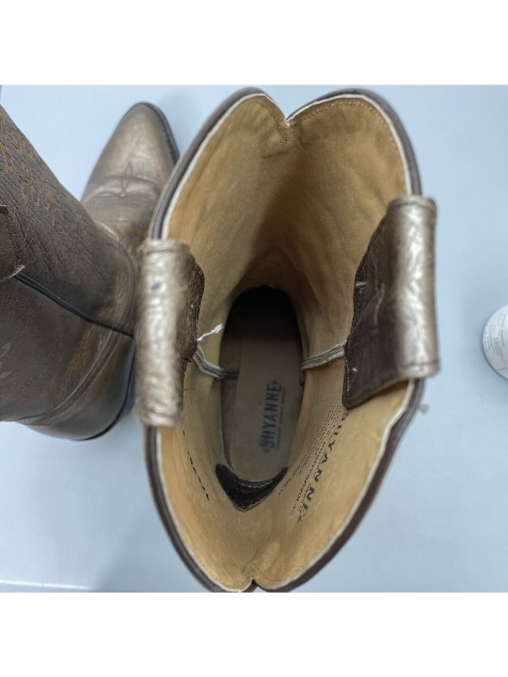 Shyanne Lola Cowgirl Cowboy Boots Western Distressed Bronze Metallic Womens 9.5 - Picture 14 of 15